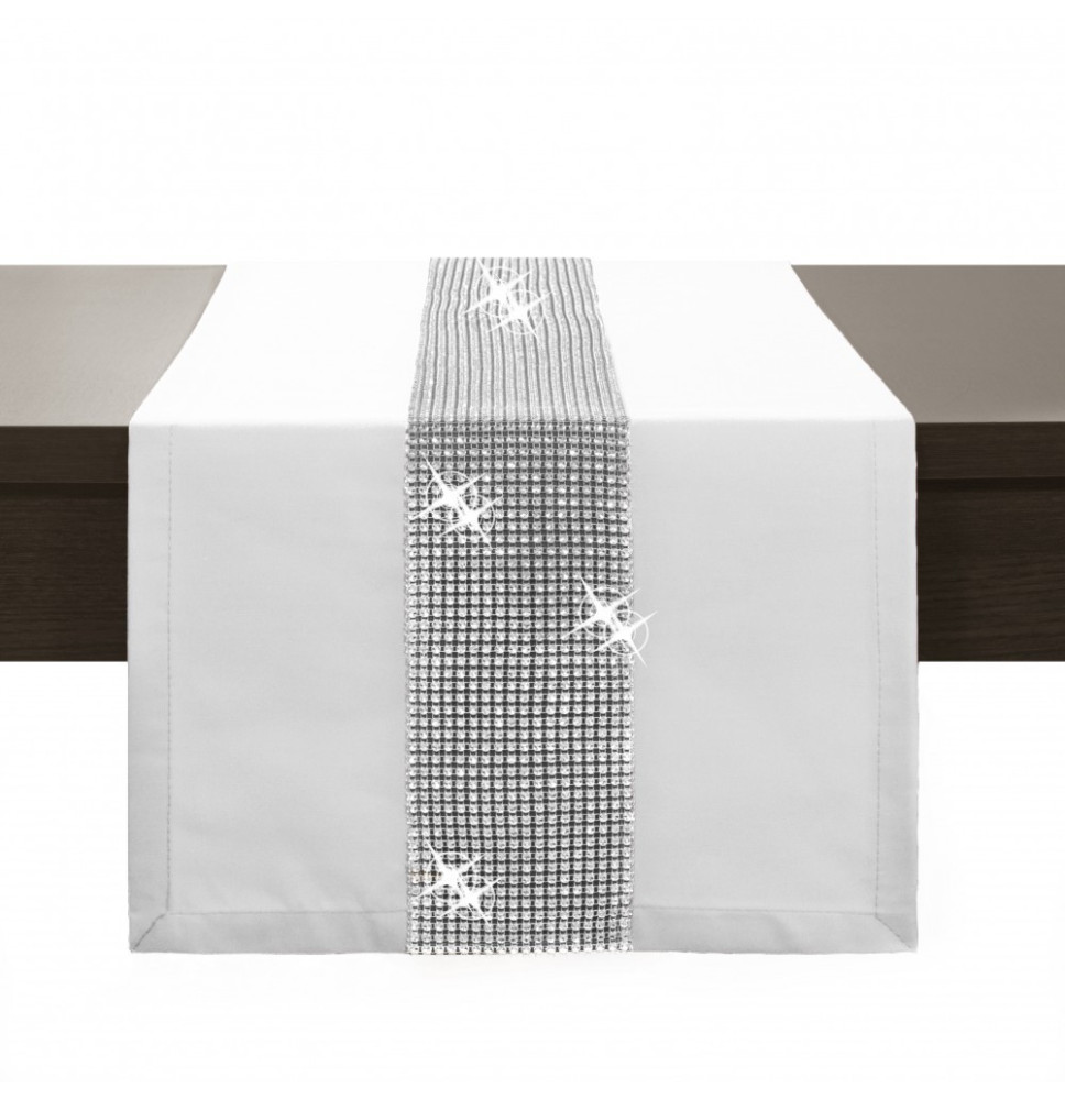 Asztalterítő GLAMOUR cirkóniával fehér
