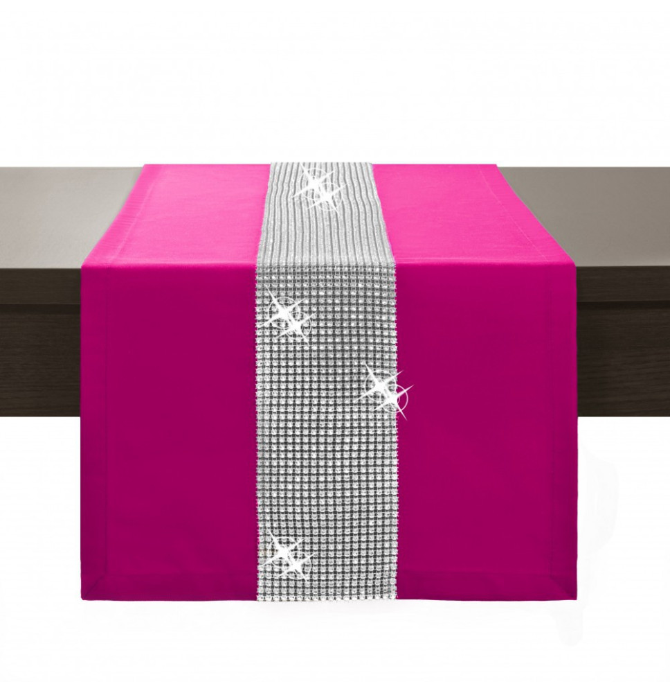 Asztalterítő GLAMOUR cirkóniával sötét rózsaszín