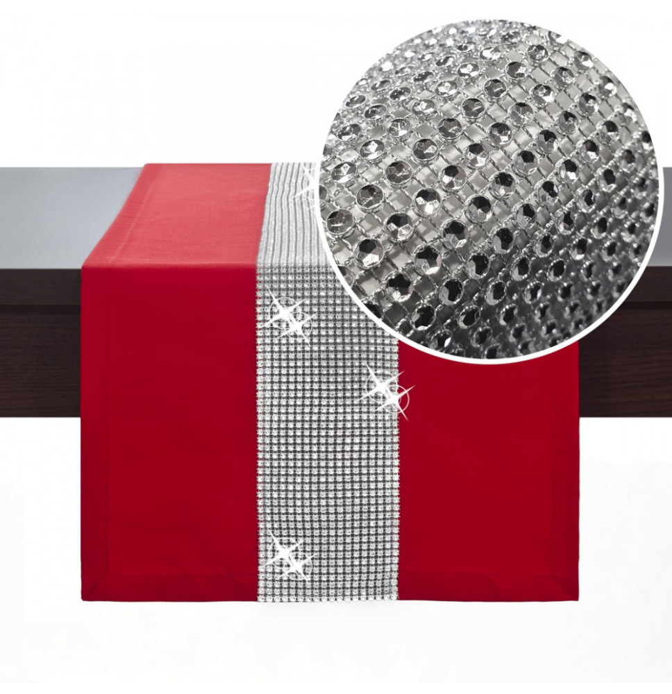 Asztalterítő GLAMOUR cirkóniával piros