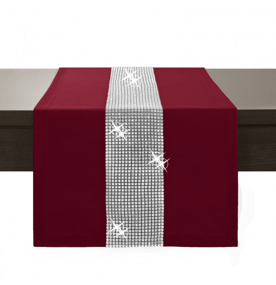 Asztalterítő GLAMOUR cirkóniával bordeaux