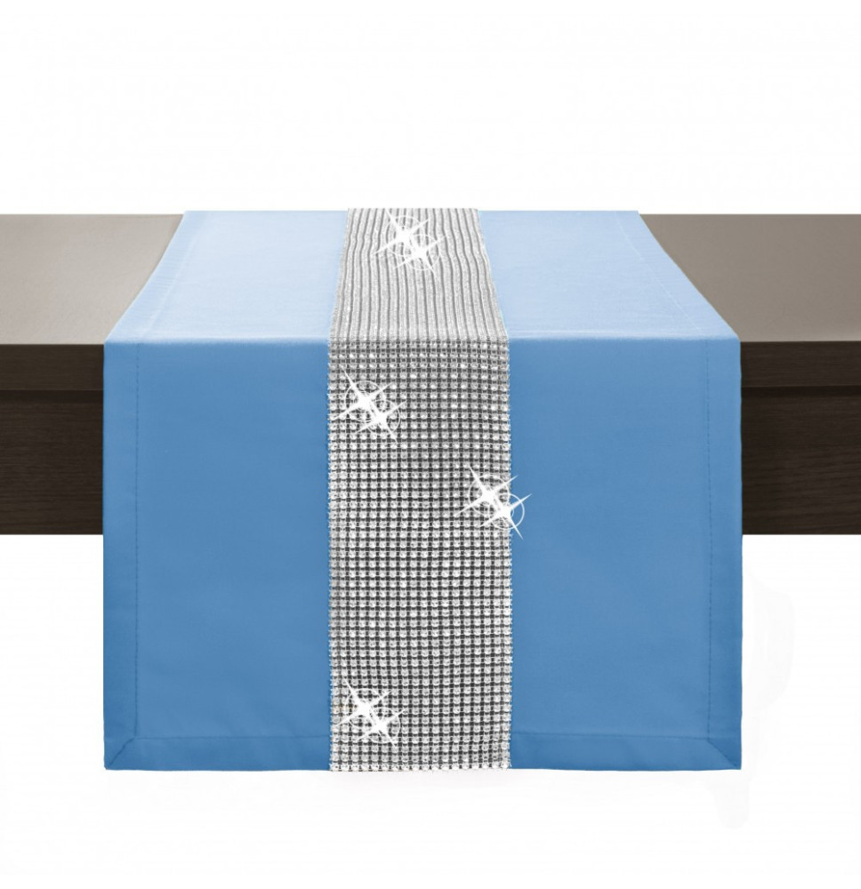 Asztalterítő GLAMOUR cirkóniával azúrkék