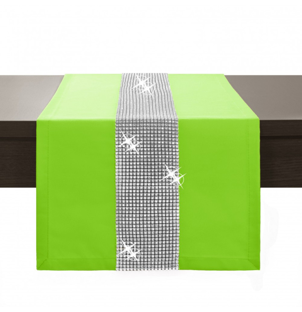 Asztalterítő GLAMOUR cirkóniával világos zöld