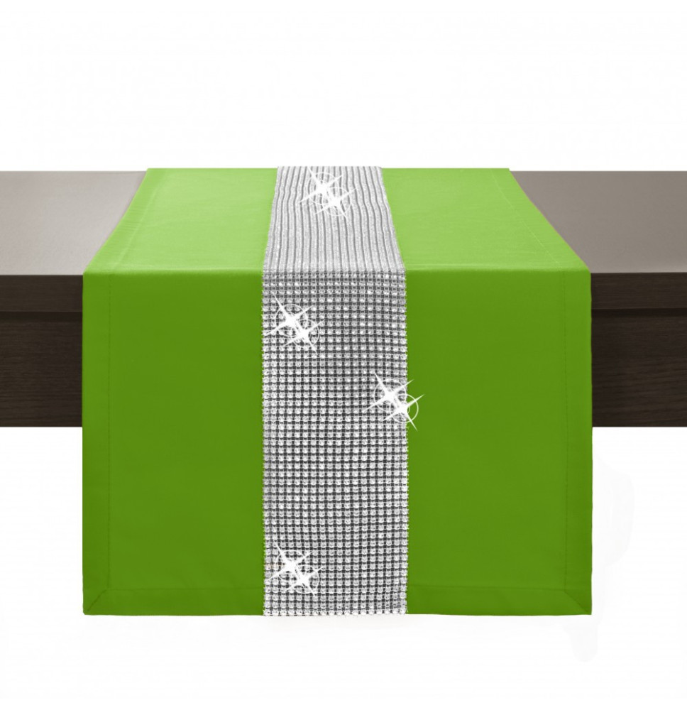 Asztalterítő GLAMOUR cirkóniával zöld