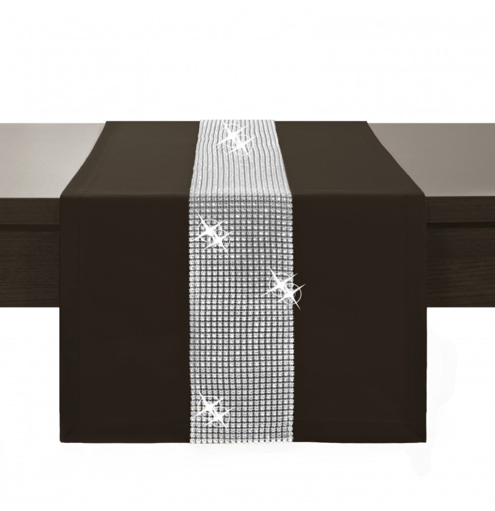 Asztalterítő GLAMOUR cirkóniával sötétbarna