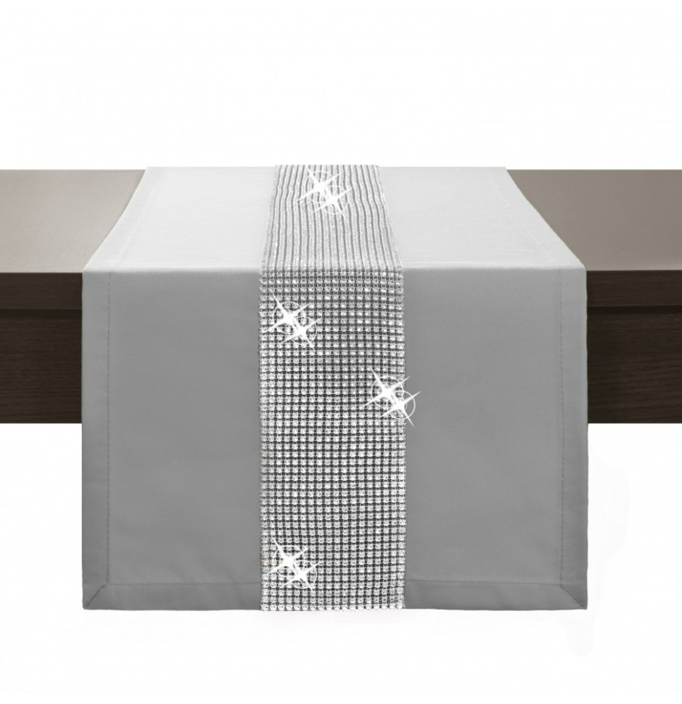 Asztalterítő GLAMOUR cirkóniával világos szürke