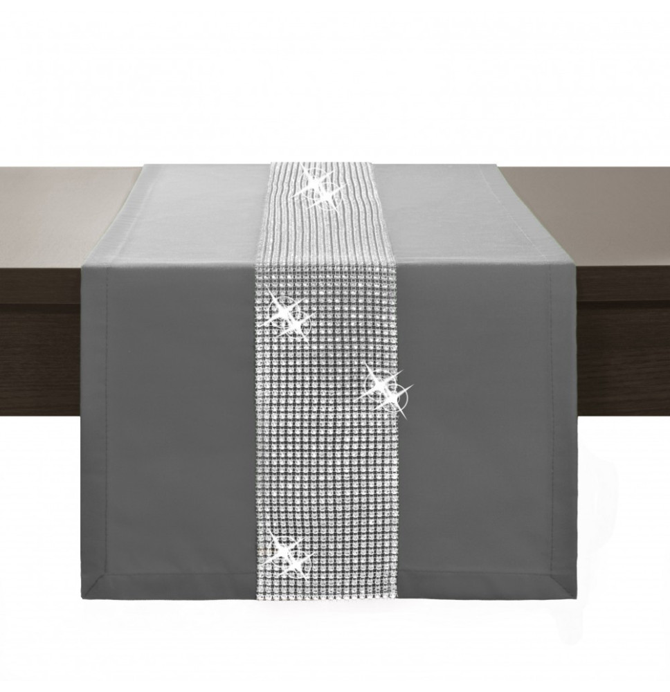 Asztalterítő GLAMOUR cirkóniával sötétszürke
