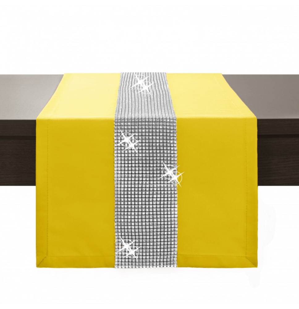 Asztalterítő GLAMOUR cirkóniával pasztell sárga