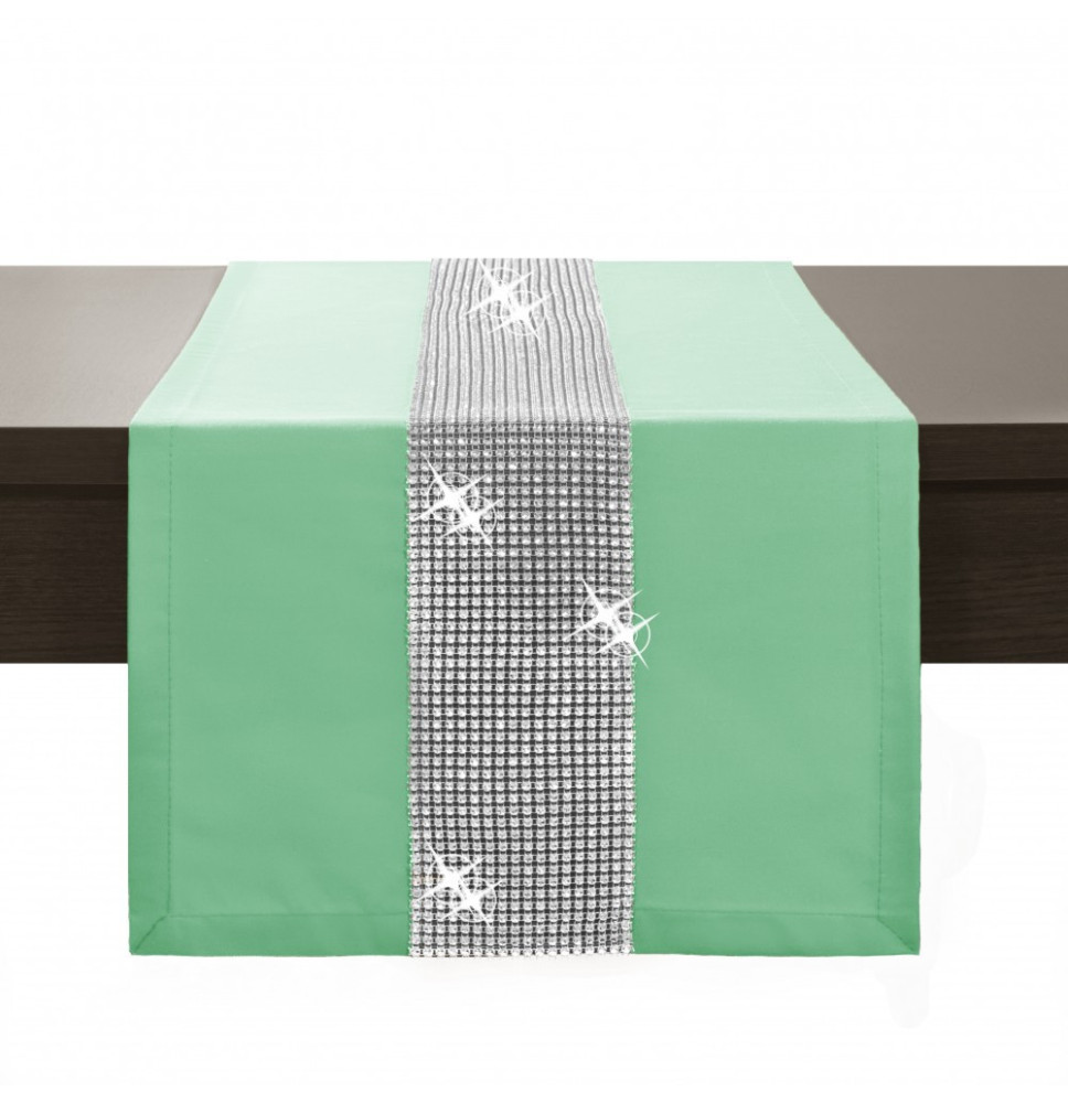Asztalterítő GLAMOUR cirkóniával pisztácia
