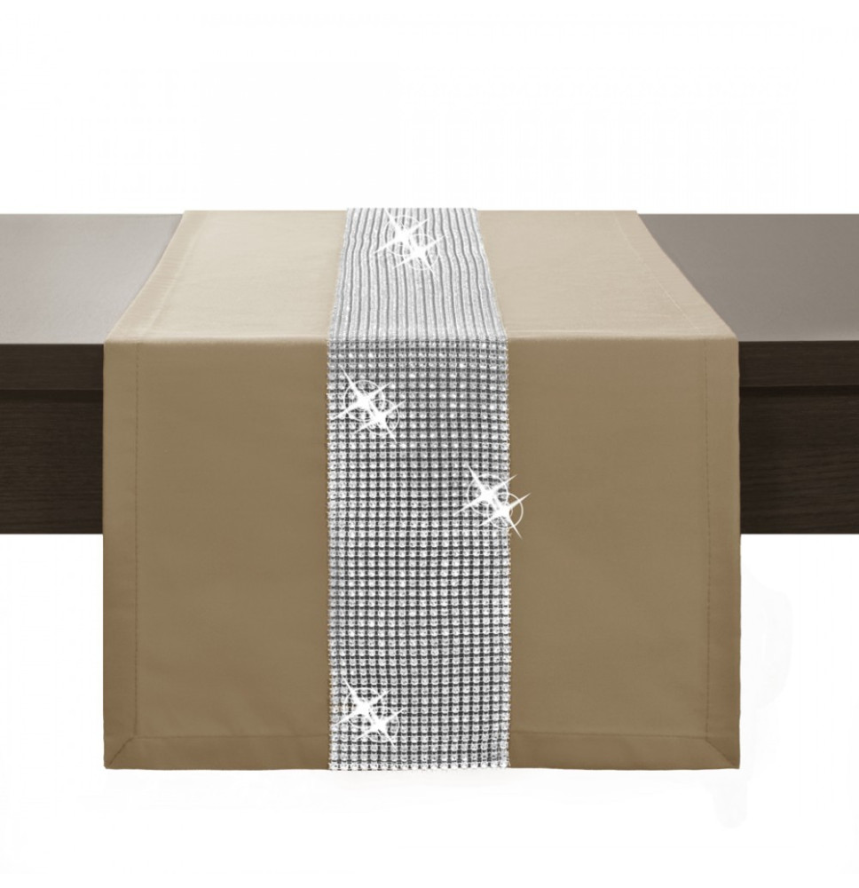 Asztalterítő GLAMOUR cirkóniával mocca