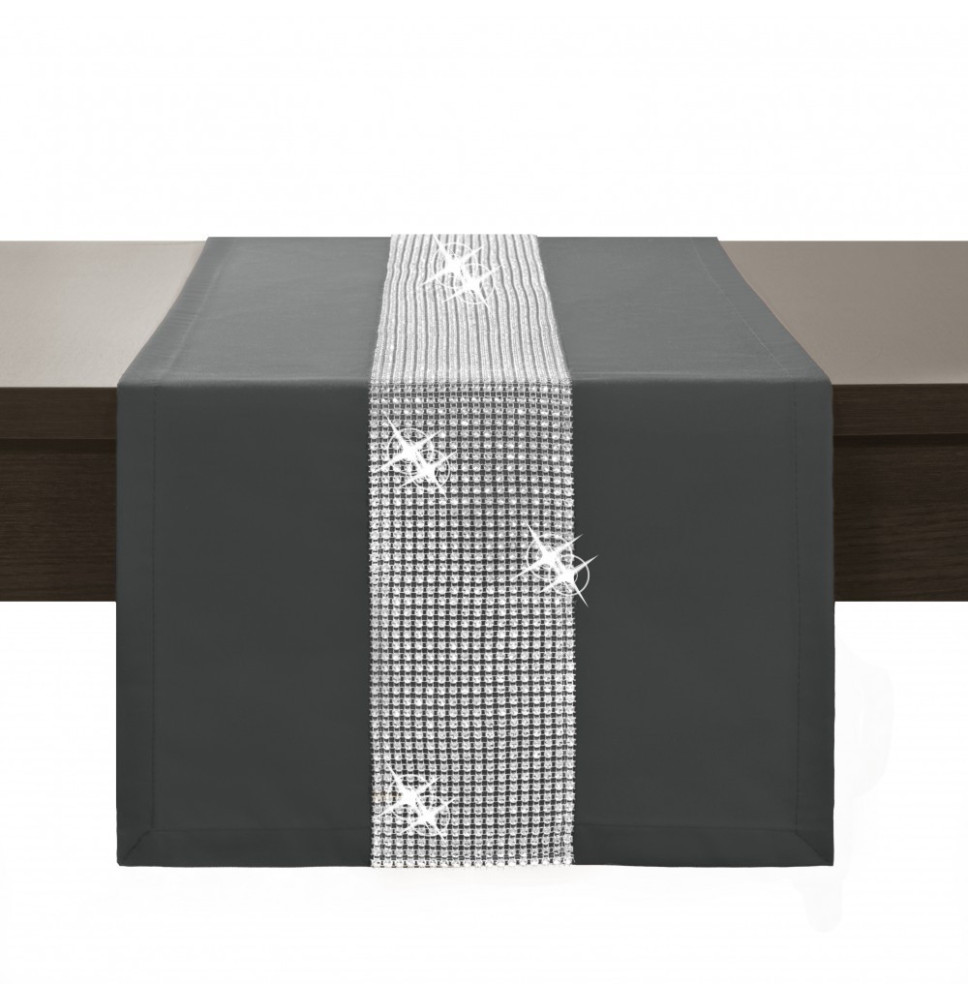 Asztalterítő GLAMOUR cirkóniával grafit