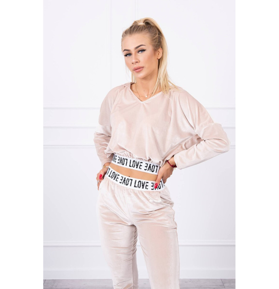 Velúr szett kapucnival MI9104 bézs