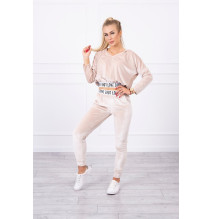 Velúr szett kapucnival MI9104 bézs