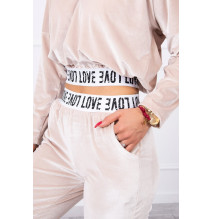 Velúr szett kapucnival MI9104 bézs