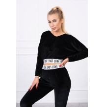 Velúr szett kapucnival MI9104 fekete