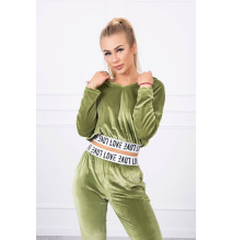 Velúr szett kapucnival MI9104 zöld