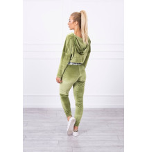 Velúr szett kapucnival MI9104 zöld