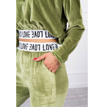 Velúr szett kapucnival MI9104 zöld