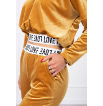 Velúr szett kapucnival MI9104 okker