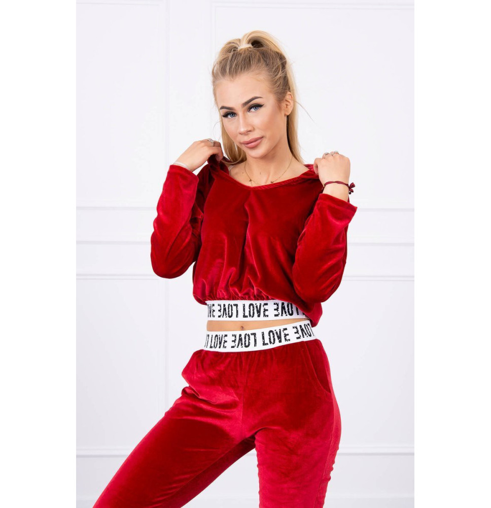 Velúr szett kapucnival MI9104 piros