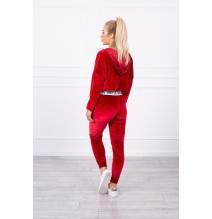 Velúr szett kapucnival MI9104 piros