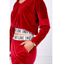 Velúr szett kapucnival MI9104 piros