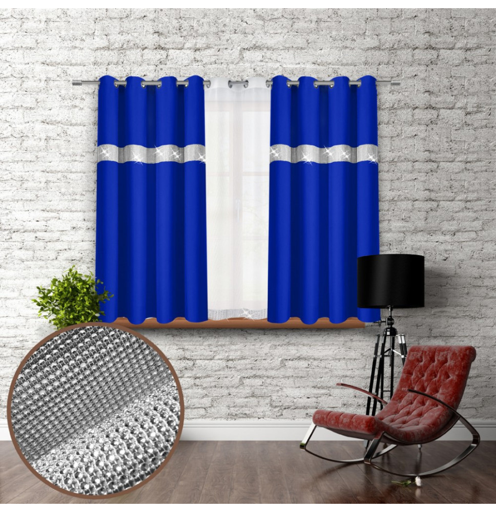 Függöny a gyűrűk cirkóniával 140x160 cm azúrkék
