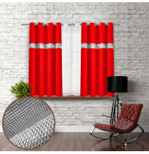 Függöny a gyűrűk cirkóniával 140x160 cm piros