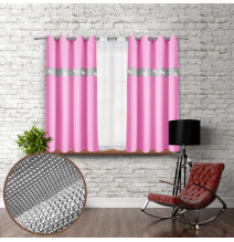 Függöny a gyűrűk cirkóniával 140x160 cm világos rózsaszín