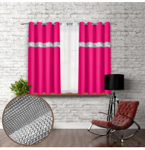 Függöny a gyűrűk cirkóniával 140x160 cm sötét rózsaszín