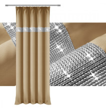 Függöny szalaggal és cirkonokkal 140x250 cm beige