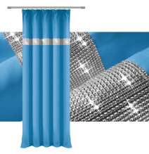Függöny szalaggal és cirkonokkal 140x250 cm ceruleo