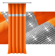 Függöny szalaggal és cirkonokkal 140x250 cm narancs