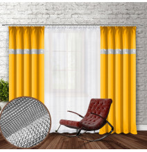 Függöny szalaggal és cirkonokkal 140x250 cm sárga