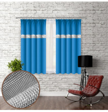 Függöny szalaggal és cirkonokkal 140x160 cm ceruleo