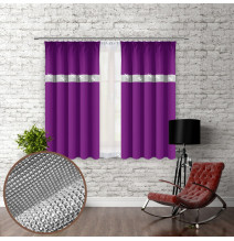 Függöny szalaggal és cirkonokkal 140x160 cm fukszia