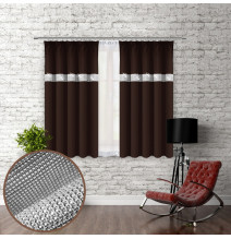 Függöny szalaggal és cirkonokkal 140x160 cm sötétbarna