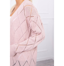 Női pulóver geometriai mintával MI2020-4 por rózsaszín