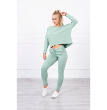 Női szett túlméretes blúzzal MI9091 sötét menta