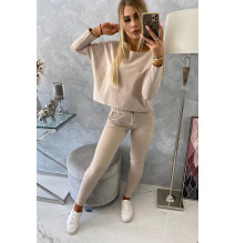 Női szett túlméretes blúzzal MI9091 bézs