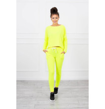 Női szett túlméretes blúzzal MI9091 sárga neon