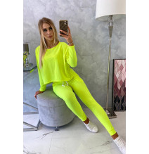 Női szett túlméretes blúzzal MI9091 sárga neon