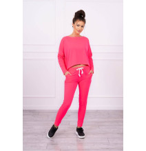 Női szett túlméretes blúzzal MI9091 rózsaszín neon