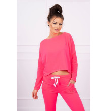 Női szett túlméretes blúzzal MI9091 rózsaszín neon
