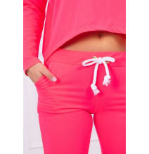 Női szett túlméretes blúzzal MI9091 rózsaszín neon