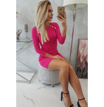 Női ruha díszített gombokkal MI5918 fukszia