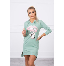 Ruha meghosszabbított hátsó és színes nyomtatott elülső MI64632 sötét menta