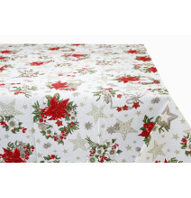 Anyag Pamut Karácsonyi rózsák bézs, m. 140 cm