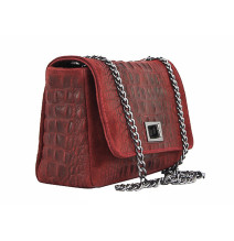 Olasz bőr kézitáska, krokodil 439 sötét szürke-barna