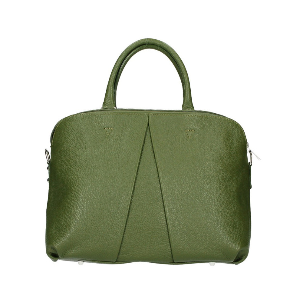 Bőr kézitáska MI87 katonai zöld Made in Italy