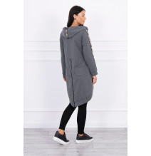 Női cipzáras pulóver, hátsó részben MI8997 grafit